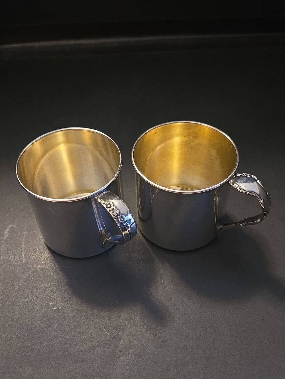 Vintage Rogers 1881 Gold-Interior Silver Kids Cup Set - 2 Pack